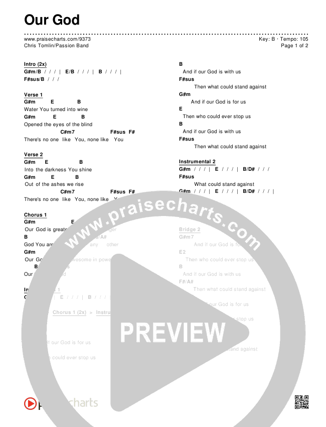 Chris Tomlin Our God Chord Chart