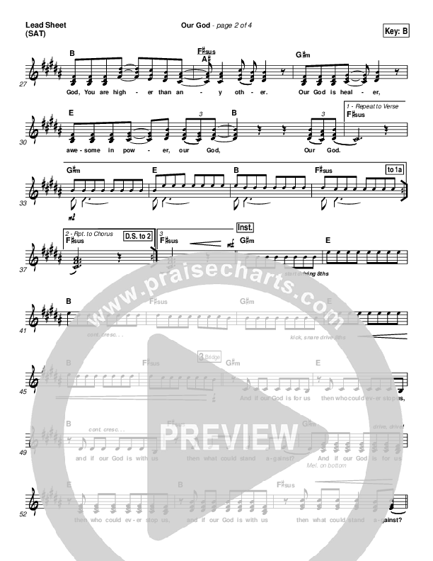 Our God Lead Sheet (SAT) (Chris Tomlin / Passion)