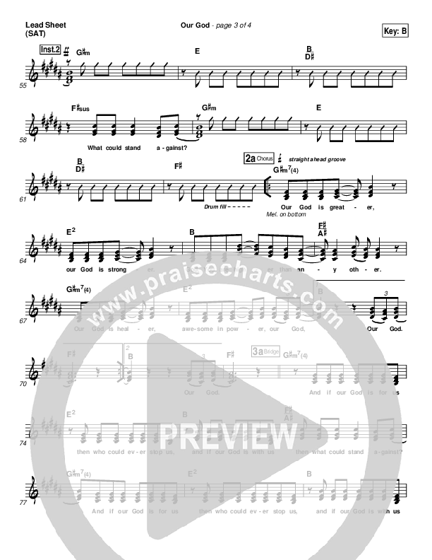 Our God Lead Sheet (SAT) (Chris Tomlin / Passion)