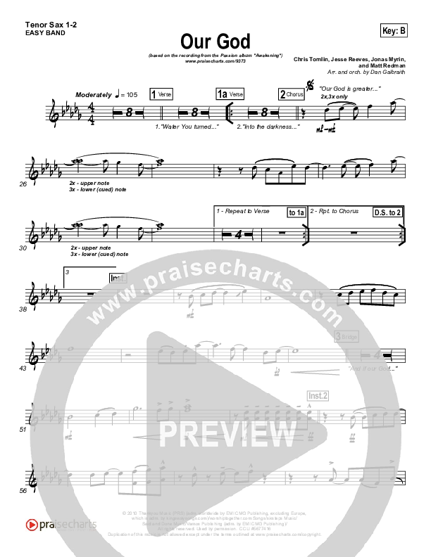 Our God Tenor Sax 1/2 (Chris Tomlin / Passion)