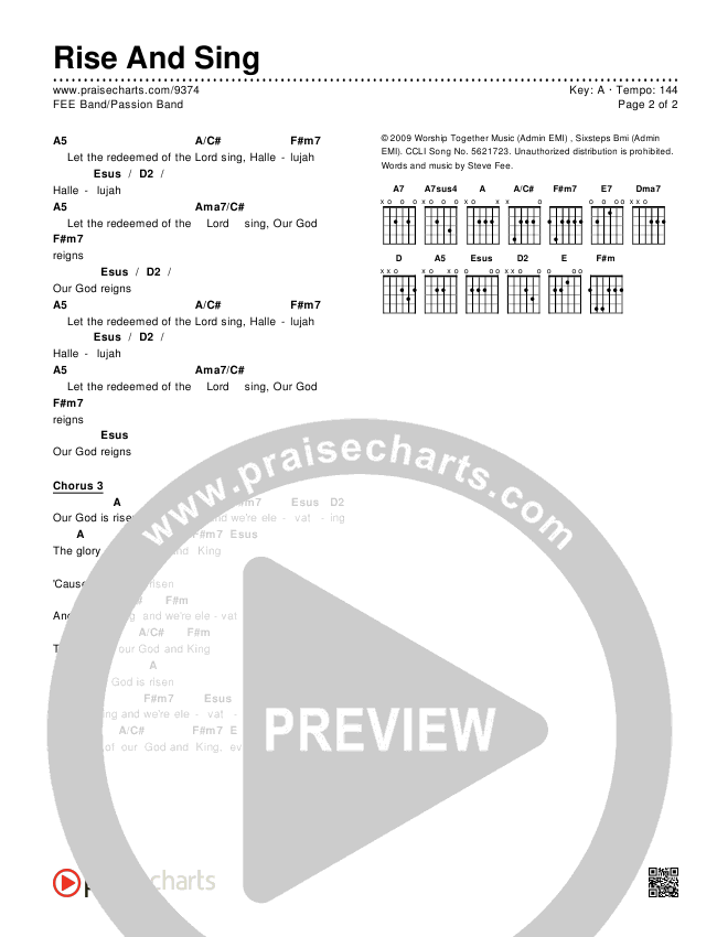 Rise And Sing Chords & Lyrics (FEE Band / Passion)