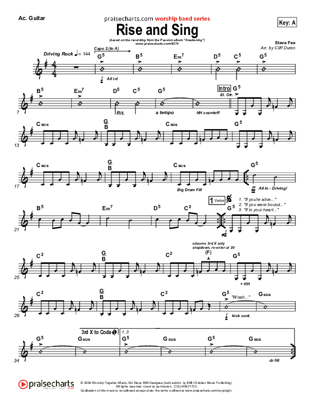 Rise And Sing Acoustic Guitar (FEE Band / Passion)