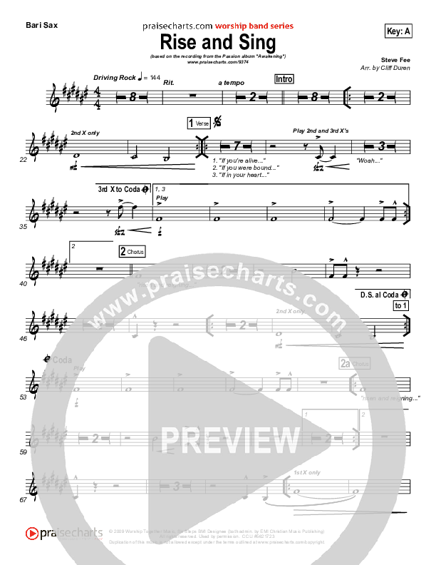 Rise And Sing Bari Sax (FEE Band / Passion)