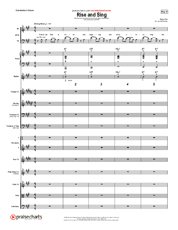 Rise And Sing Conductor's Score (FEE Band / Passion)