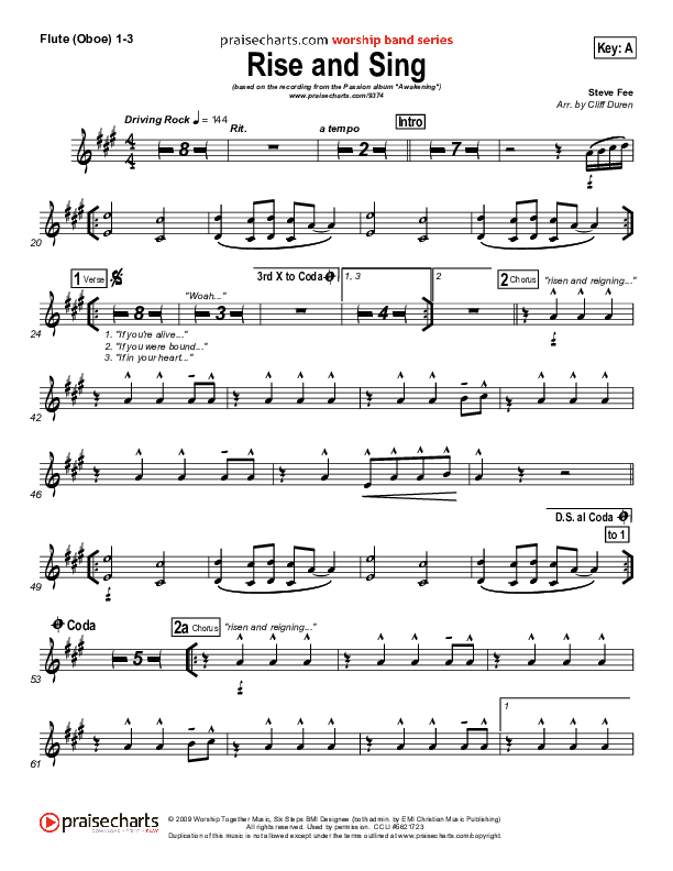 Rise And Sing Flute/Oboe 1/2/3 (FEE Band / Passion)