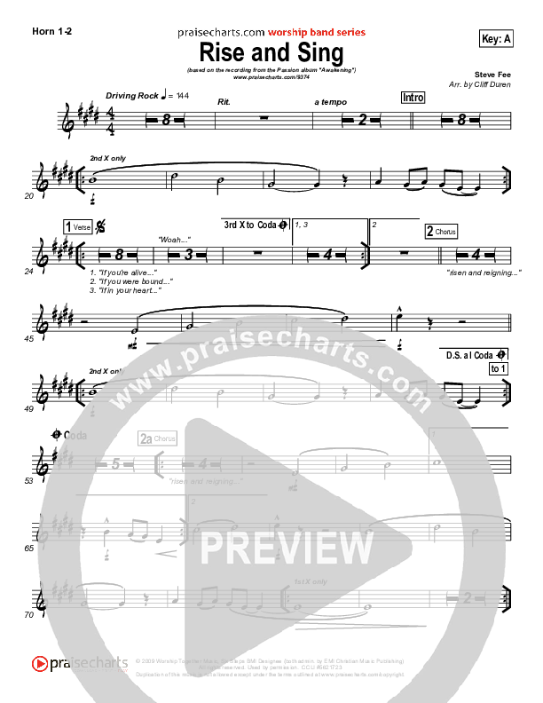 Rise And Sing French Horn 1/2 (FEE Band / Passion)