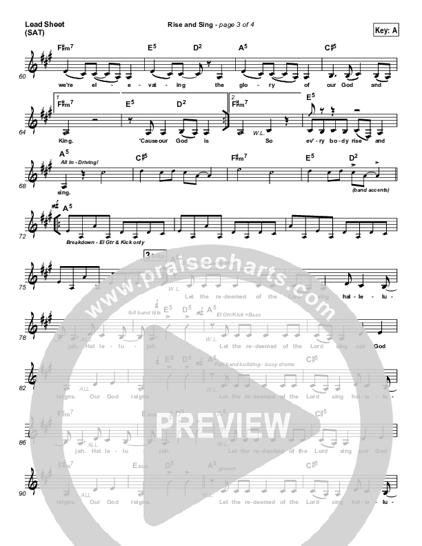 Rise And Sing Lead Sheet (FEE Band / Passion)