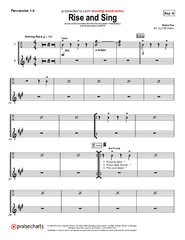 Rise And Sing Percussion 1/2 (FEE Band / Passion)