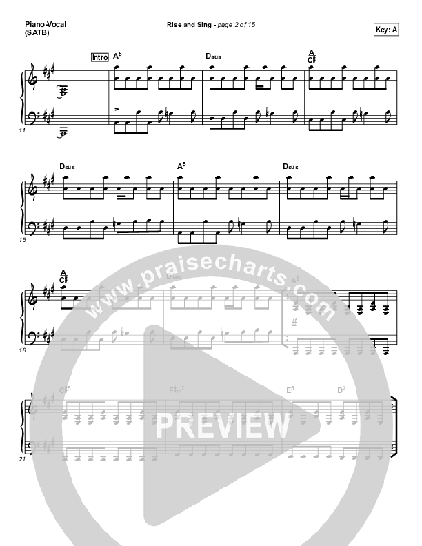 Rise And Sing Piano/Vocal (FEE Band / Passion)