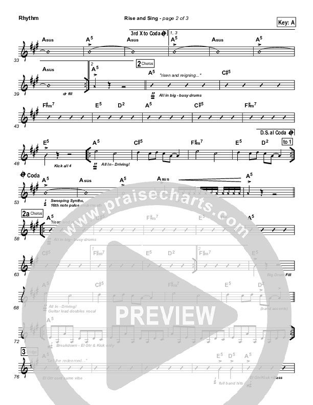 Rise And Sing Rhythm Chart (FEE Band / Passion)