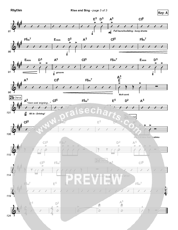 Rise And Sing Rhythm Chart (FEE Band / Passion)