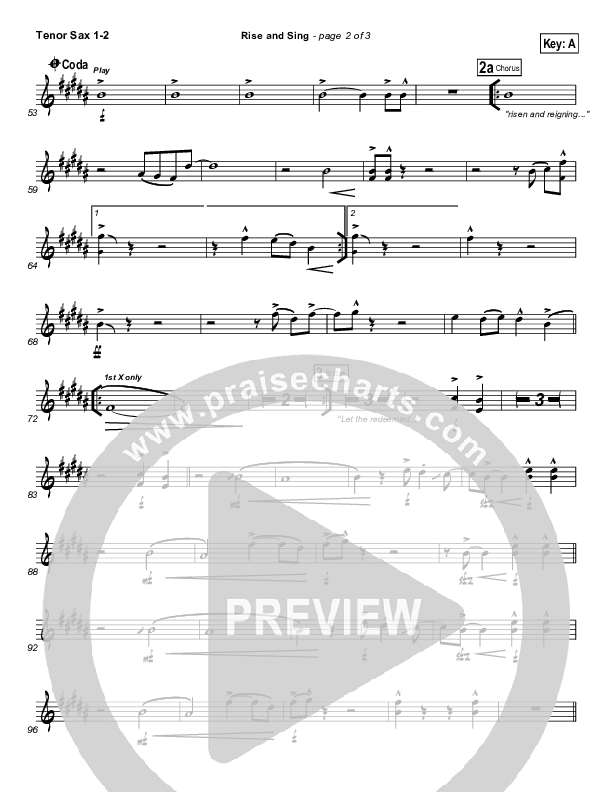Rise And Sing Tenor Sax 1/2 (FEE Band / Passion)