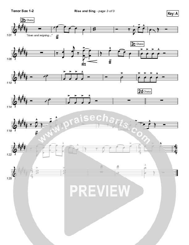 Rise And Sing Tenor Sax 1/2 (FEE Band / Passion)