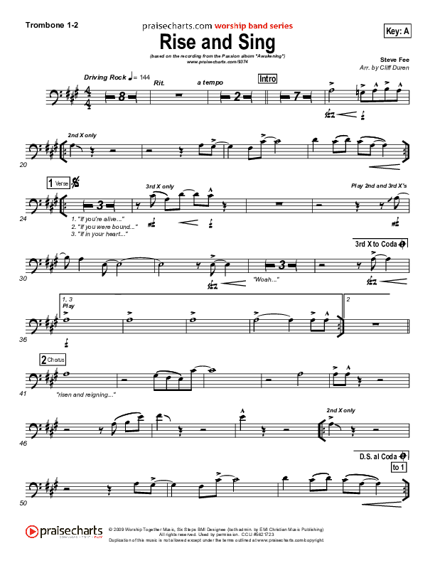 Rise And Sing Trombone 1/2 (FEE Band / Passion)