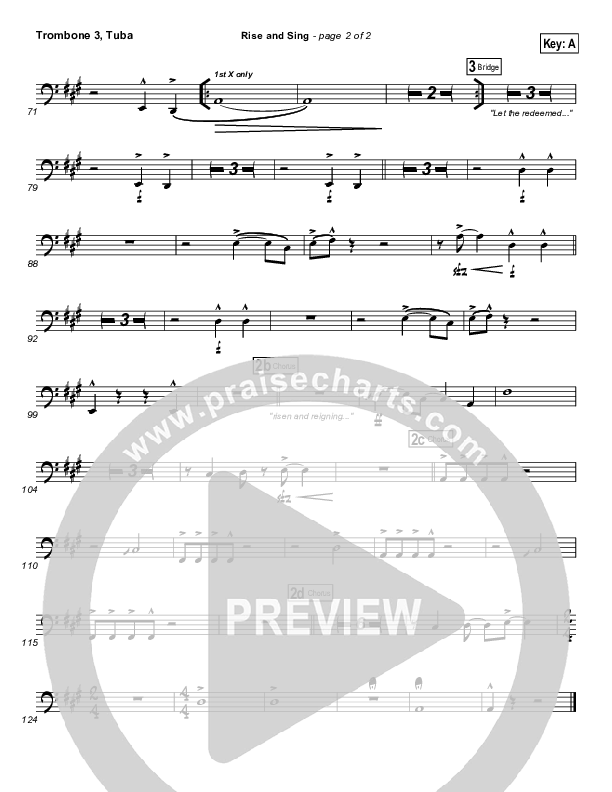 Rise And Sing Trombone 3/Tuba (FEE Band / Passion)