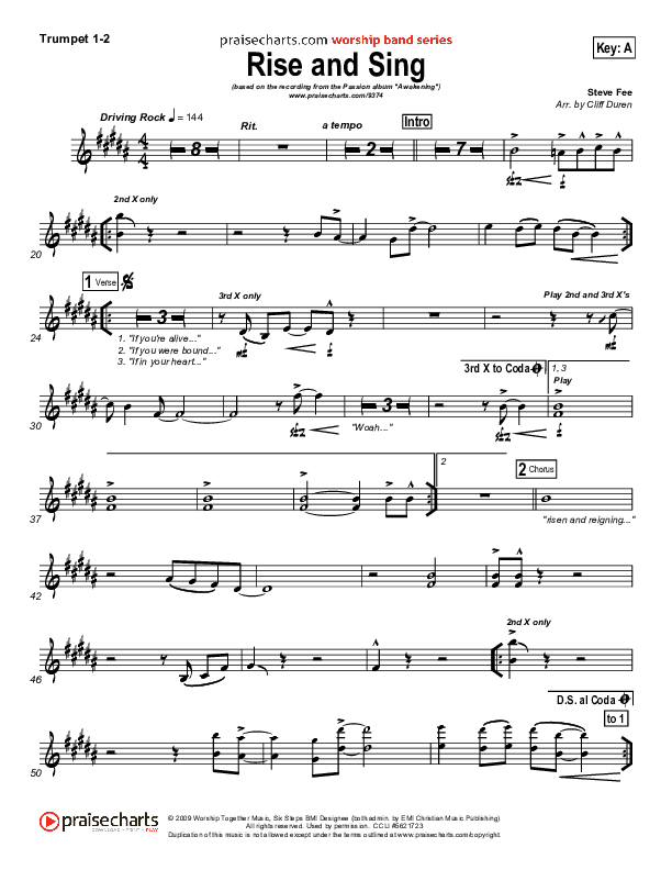Rise And Sing Trumpet 1,2 (FEE Band / Passion)