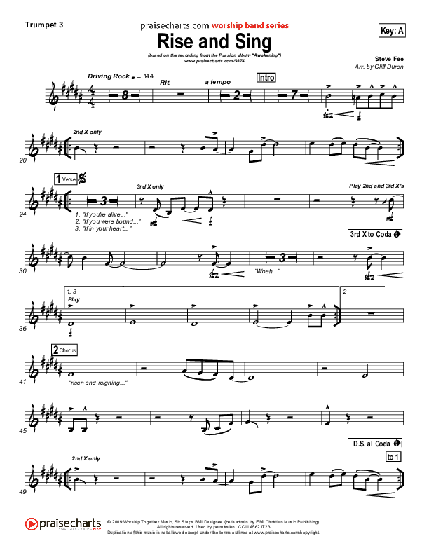 Rise And Sing Trumpet 3 (FEE Band / Passion)