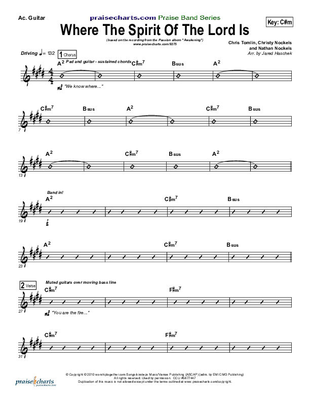 Where The Spirit Of The Lord Is Acoustic Guitar (Chris Tomlin / Passion)