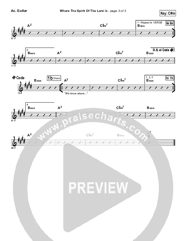 Where The Spirit Of The Lord Is Acoustic Guitar (Chris Tomlin / Passion)