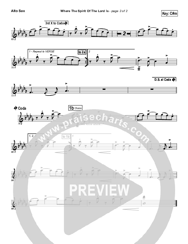 Where The Spirit Of The Lord Is Alto Sax (Chris Tomlin / Passion)