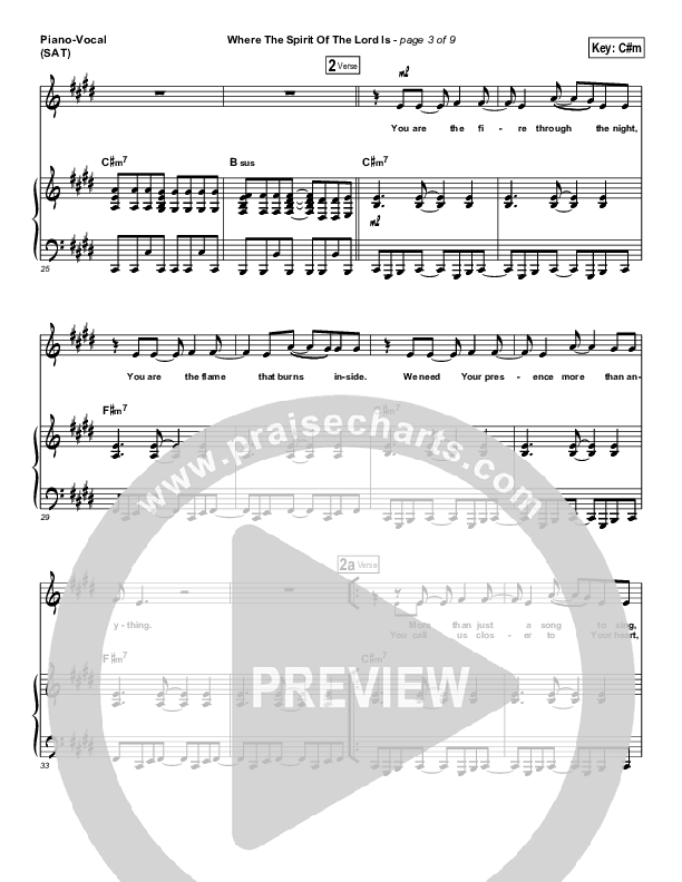 Where The Spirit Of The Lord Is Piano/Vocal (SAT) (Chris Tomlin / Passion)