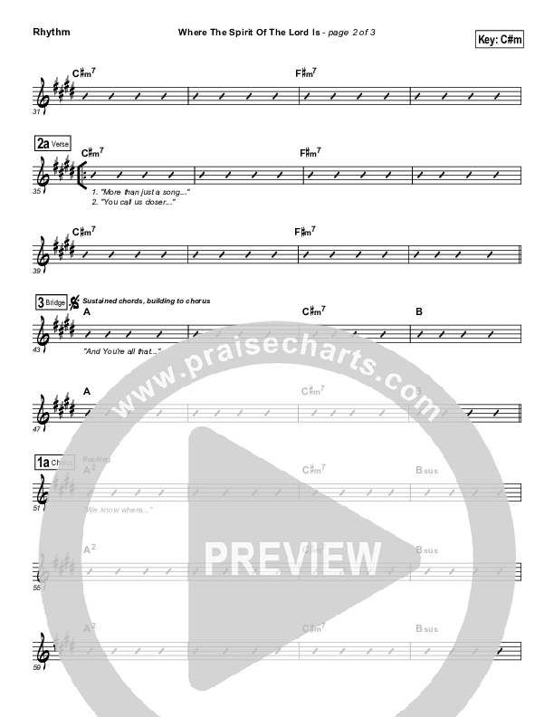Where The Spirit Of The Lord Is Rhythm Chart (Chris Tomlin / Passion)