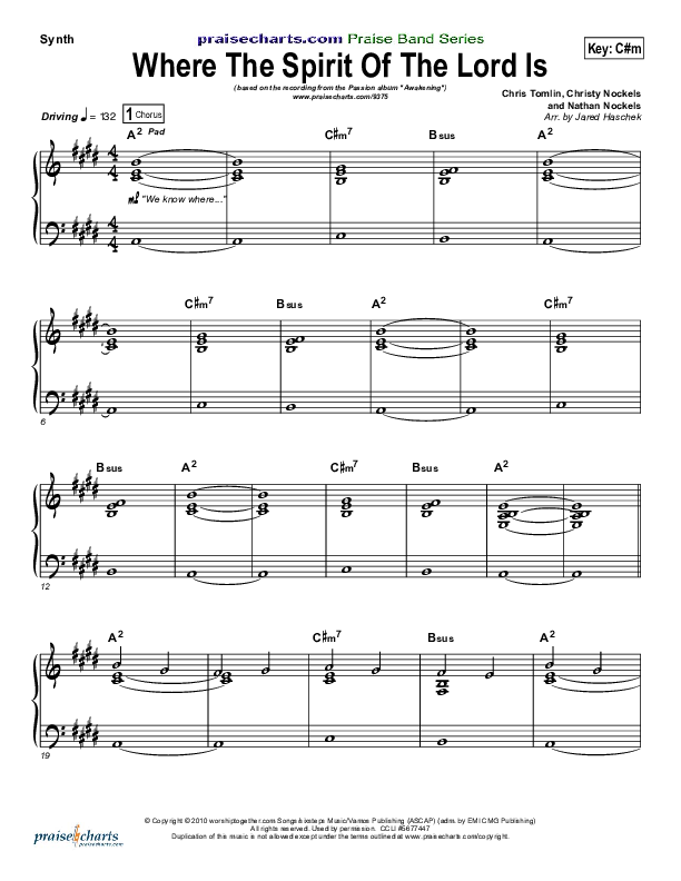 Where The Spirit Of The Lord Is Synth Strings (Chris Tomlin / Passion)