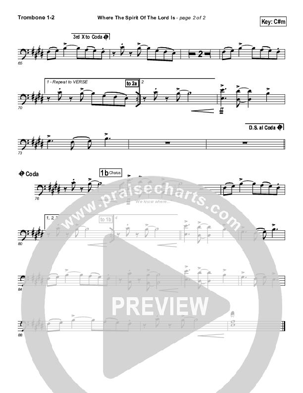 Where The Spirit Of The Lord Is Trombone 1/2 (Chris Tomlin / Passion)