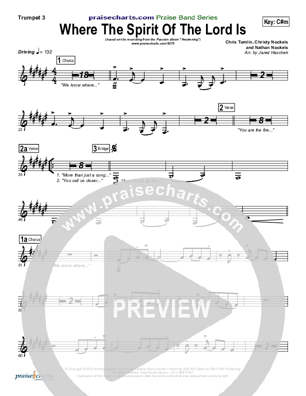 Where The Spirit Of The Lord Is Trumpet 3 (Chris Tomlin / Passion)