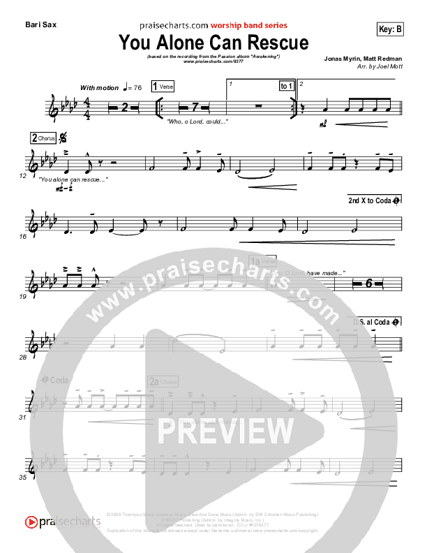 You Alone Can Rescue Bari Sax (Matt Redman / Passion)