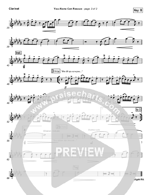 You Alone Can Rescue Clarinet (Matt Redman / Passion)