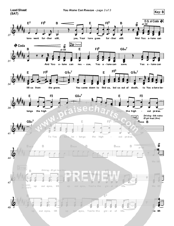 You Alone Can Rescue Lead Sheet (Matt Redman / Passion)