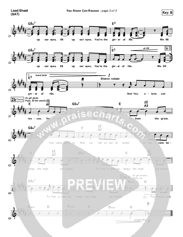 You Alone Can Rescue Lead Sheet (Matt Redman / Passion)