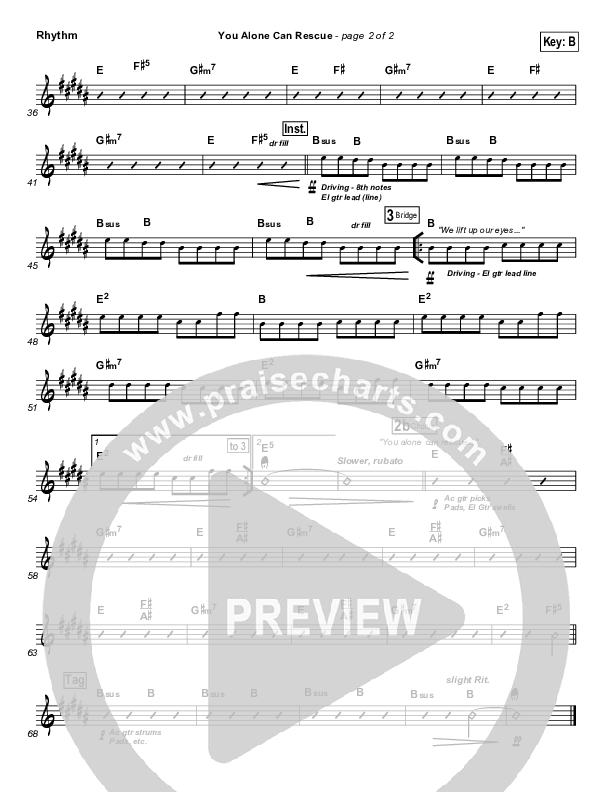 You Alone Can Rescue Rhythm Chart (Matt Redman / Passion)