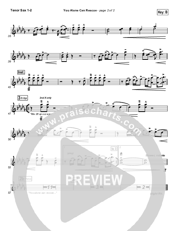 You Alone Can Rescue Tenor Sax 1/2 (Matt Redman / Passion)