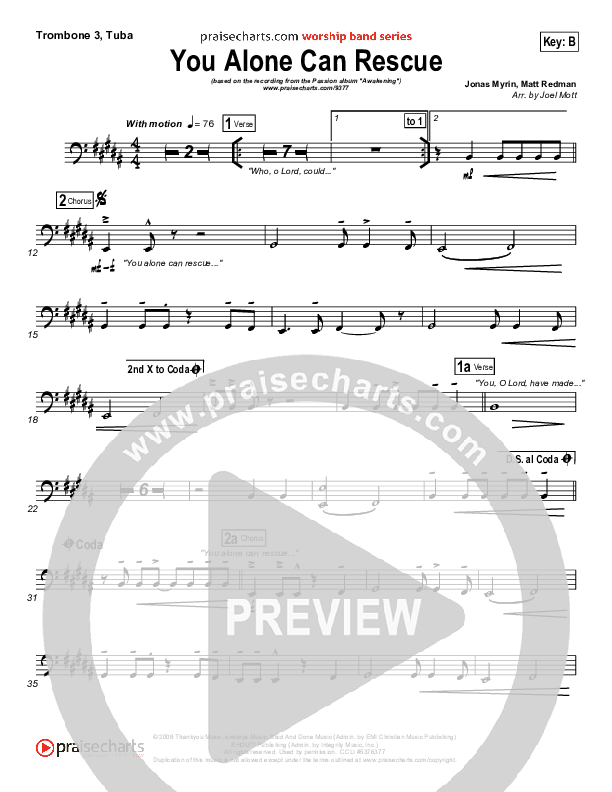 You Alone Can Rescue Trombone 3/Tuba (Matt Redman / Passion)
