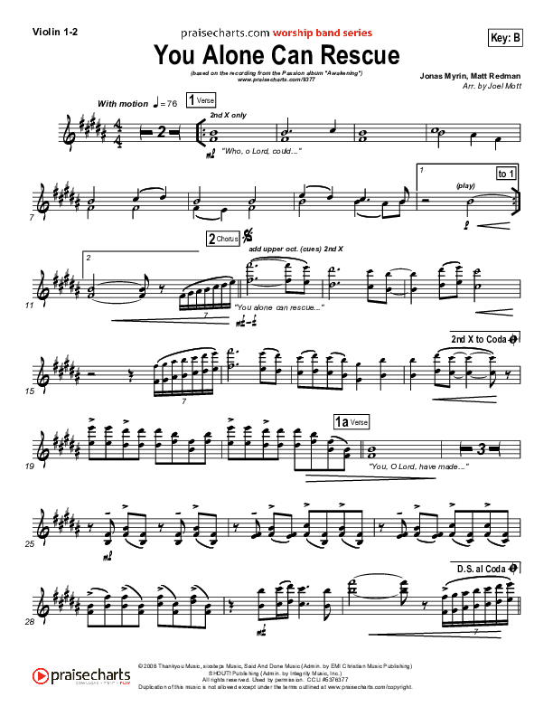 You Alone Can Rescue Violin 1/2 (Matt Redman / Passion)