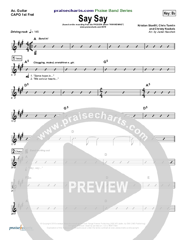 Say Say Rhythm Chart (Kristian Stanfill / Passion)