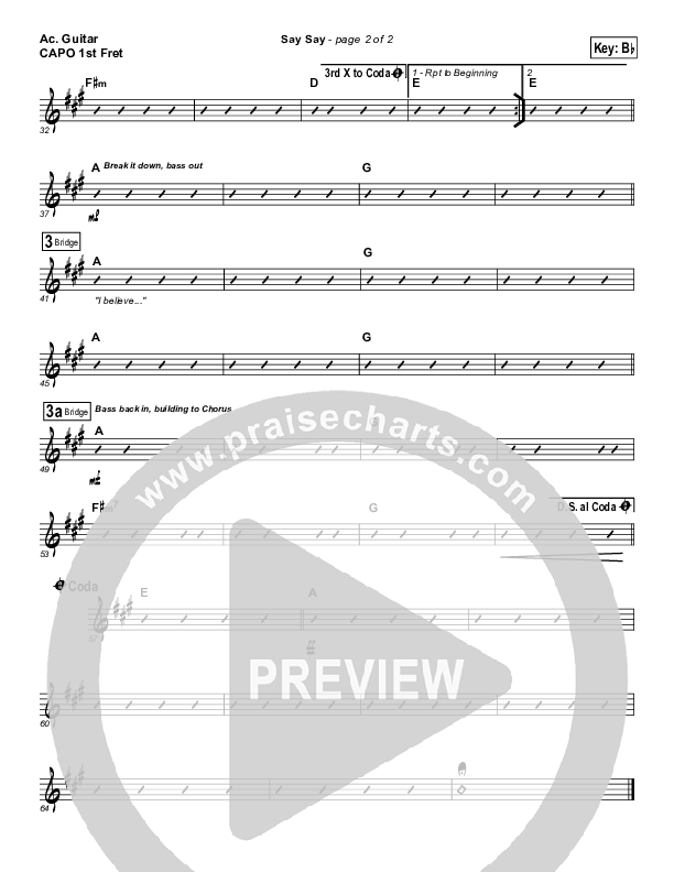 Say Say Acoustic Guitar (Kristian Stanfill / Passion)