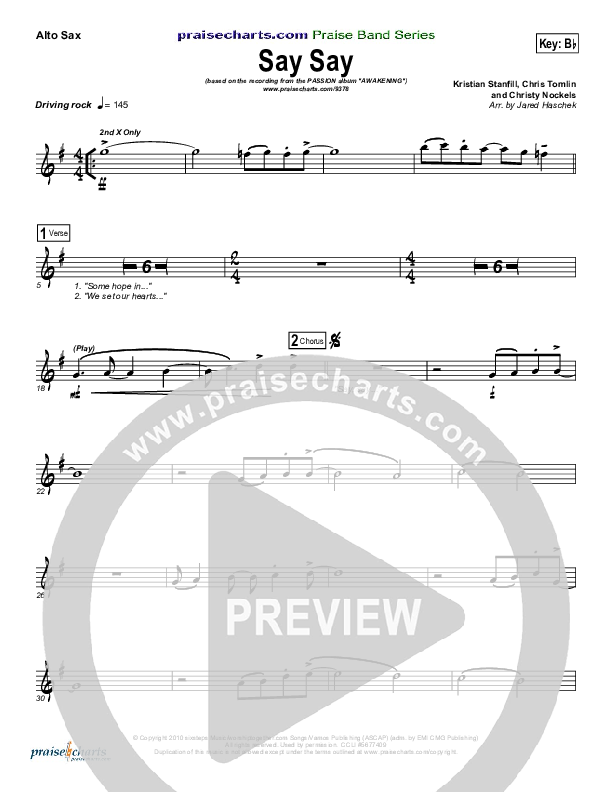 Say Say Alto Sax (Kristian Stanfill / Passion)