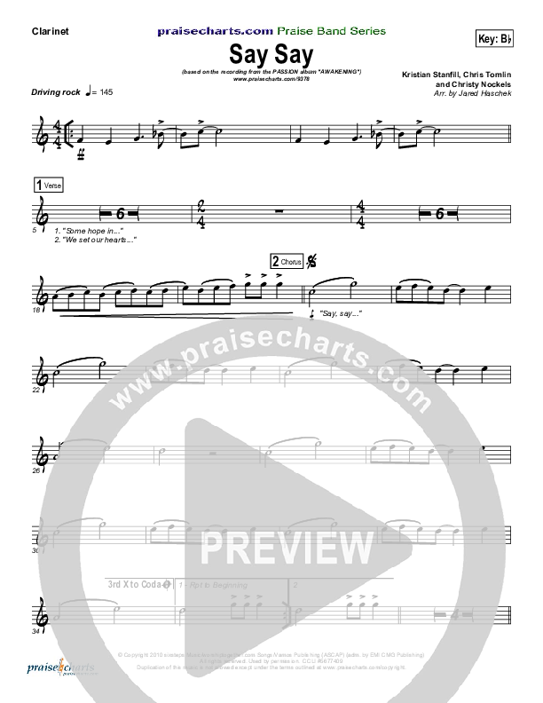 Say Say Clarinet (Kristian Stanfill / Passion)