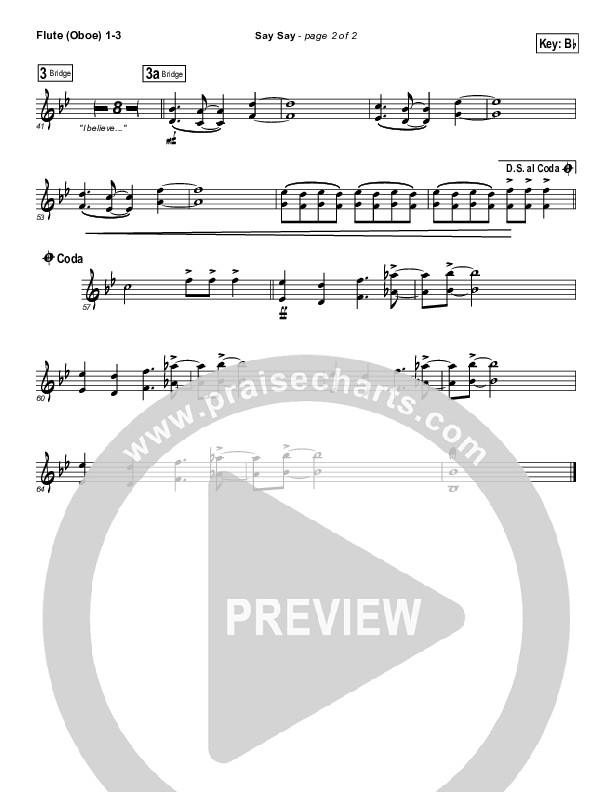 Say Say Flute/Oboe 1/2/3 (Kristian Stanfill / Passion)