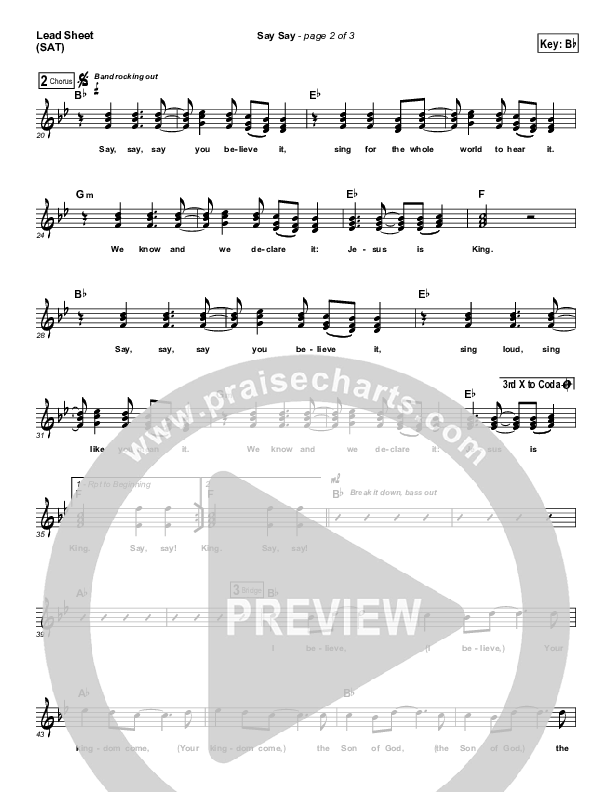 Say Say Lead Sheet (SAT) (Kristian Stanfill / Passion)