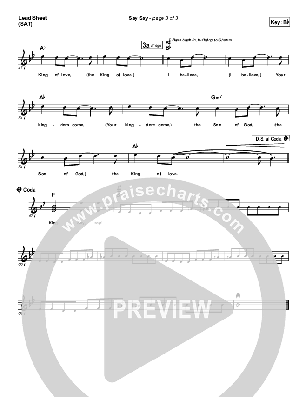 Say Say Lead Sheet (SAT) (Kristian Stanfill / Passion)