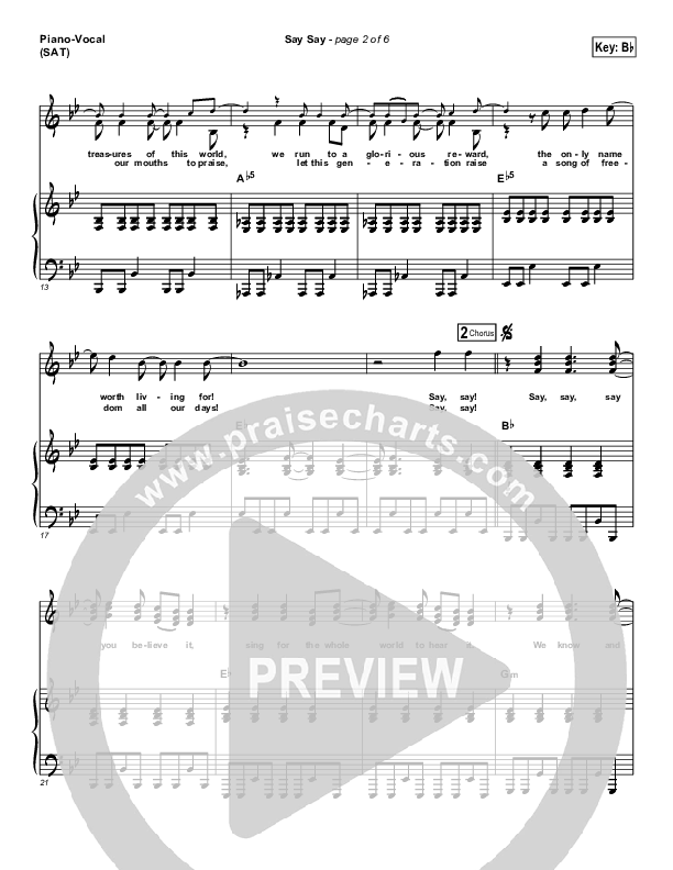 Say Say Piano/Vocal (SAT) (Kristian Stanfill / Passion)