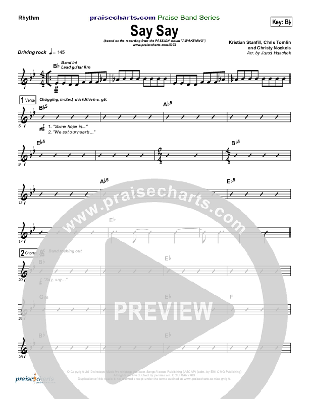 Say Say Rhythm Chart (Kristian Stanfill / Passion)