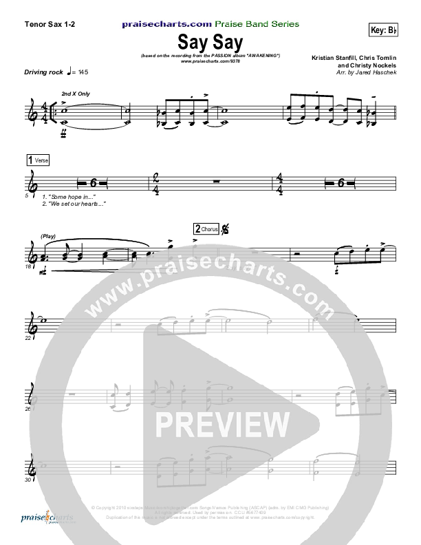 Say Say Tenor Sax 1/2 (Kristian Stanfill / Passion)