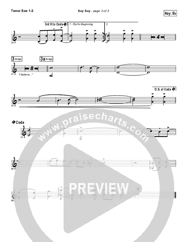 Say Say Tenor Sax 1/2 (Kristian Stanfill / Passion)