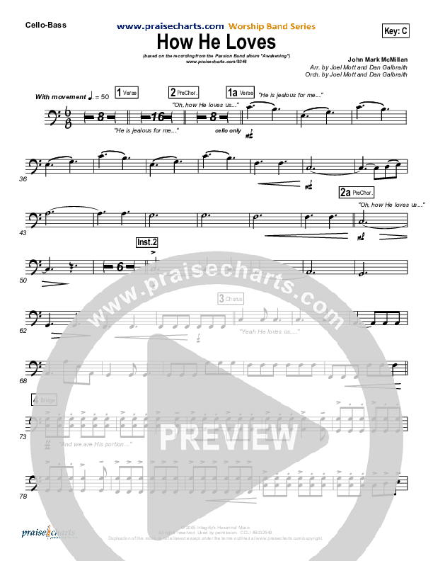 How He Loves Cello/Bass (David Crowder / Passion)