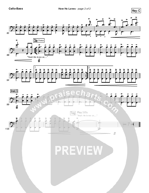 How He Loves Cello/Bass (David Crowder / Passion)